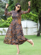 Women's Multicolour Chiffon Printed Flared Dress